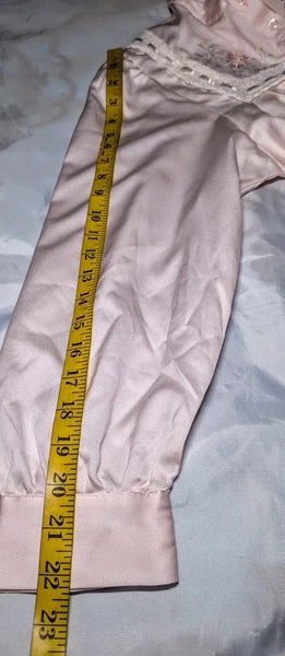 GO SOFTLY Pink Satin Cotton Lined Nightgown FLORAL Embroidered Women's Small
