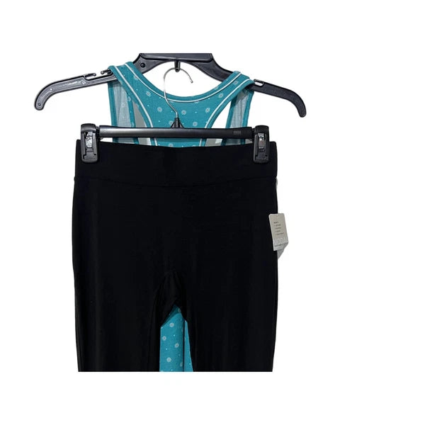 ALFANI WOMENS PAJAMAS MODAL SET TANK TOP TEAL & LEGGINGS CLASSIC BLACK SIZE XS