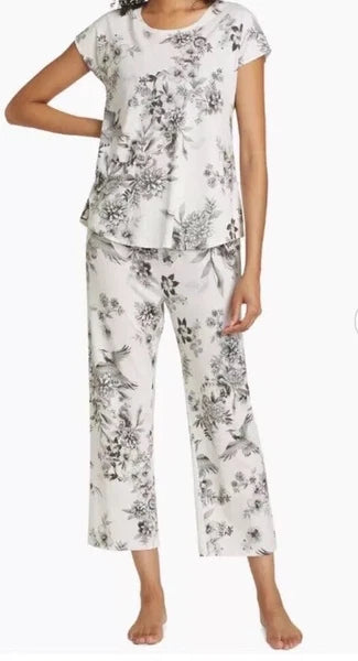 Johnny Was XS Bobbie Crop Pajama PJ Set Floral Bird Dreamer 2 Piece Shirt Pant