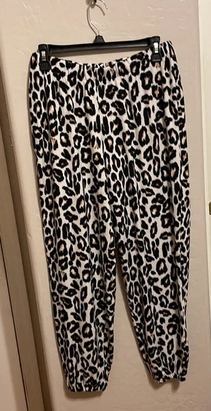 Animal Print Pajama Set 23” P2P 30” Stretch Waist Jogger Bottoms Jr Med Orig $40