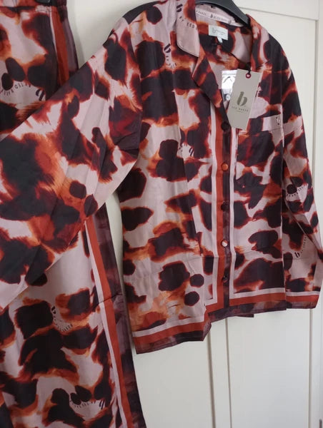 B By Ted Baker Size 12 Satin Jaquard Black Pyjamas RRP £62 BNWT