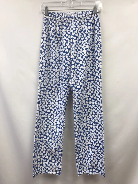 Alicia Mahecha Womens Size Small 2 Piece Sleep Set Blue White Hearts