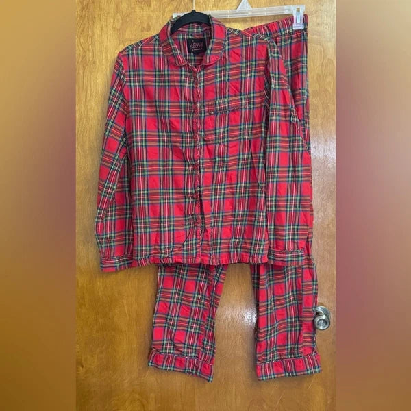 Lounge by beach lunch lounge plaid pajama set xs