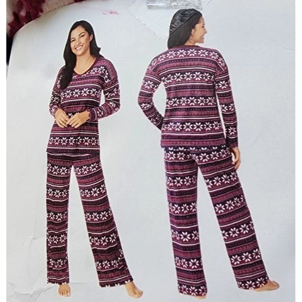 Nautica Purple snowflake Long Sleeve Pajama Set Size XS NWT