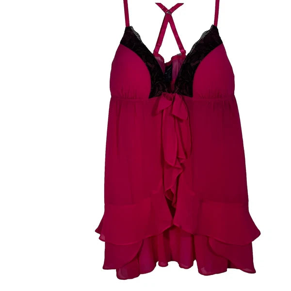 New Lingerie set APT .9 women's hot pink 2 piece set Babydoll dress & Thong M