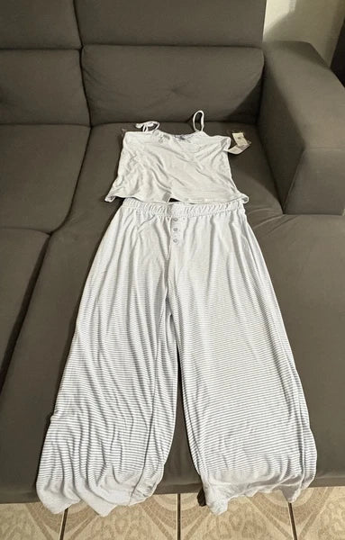 NWT JUST BE Striped Strappy sleep Set,white/blue Size M#26