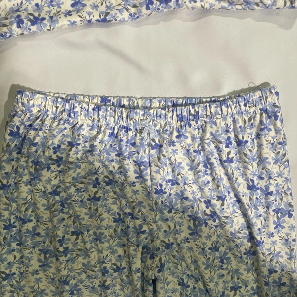 NWT Rene Rolfe 2 Piece Pajama Set Women M Sleeveless Tank W/ Capri’s Blue Floral