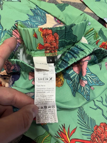 Frida Kahlo Women’s Pajama Set Sz S Cotton Boho Print Sleepwear T33