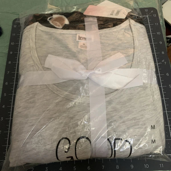 good morning starts Oatmeal coffee beyourself sleepwear PJ set