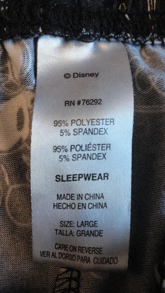 Mickey Mouse Pajama Set Woman Sz L Disney Black & White Sleepware