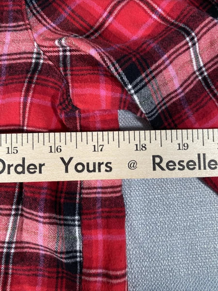 Victorias Secret Pajama Set Womens Small Plaid Red White Metallic Long Sleeve